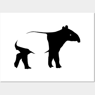 Funky Trendy Animal Malayan Tapir Silhouette Posters and Art